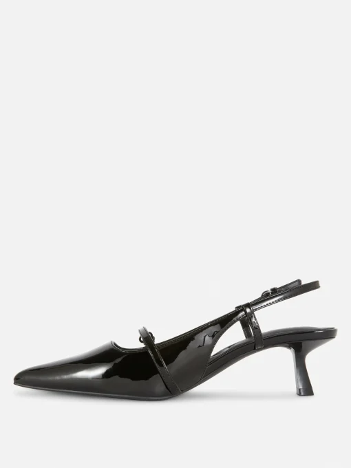 Buckled Patent Kitten Heels