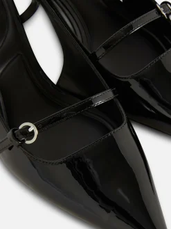 Buckled Patent Kitten Heels