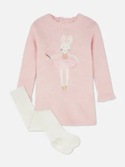 Bunny Sweater Dress And Tights Set