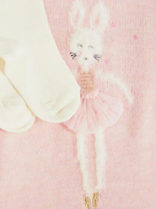 Bunny Sweater Dress And Tights Set