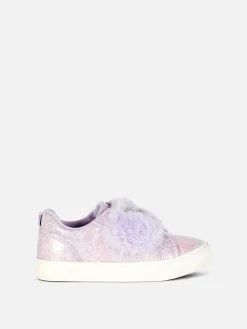 Butterfly Glitter Faux Fur Trim Sneakers