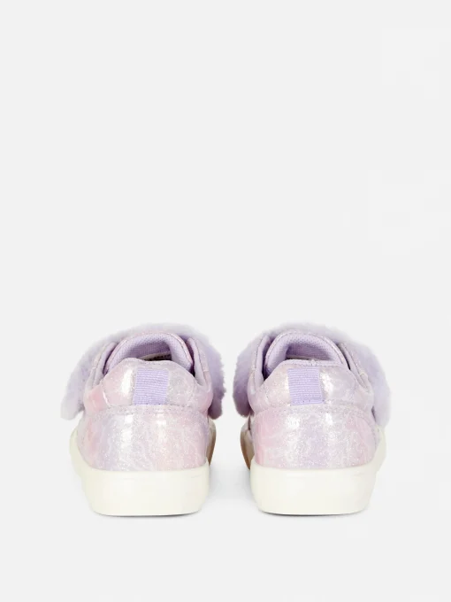 Butterfly Glitter Faux Fur Trim Sneakers