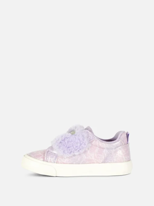 Butterfly Glitter Faux Fur Trim Sneakers