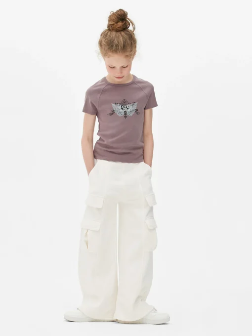 Butterfly Print Washed Effect T-Shirt