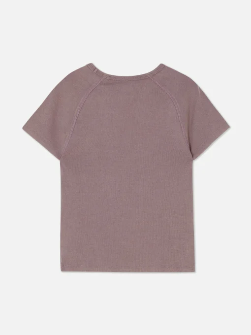 Butterfly Print Washed Effect T-Shirt