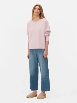 Button Shoulder Boatneck Sweater