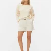 Button Shoulder Boatneck Sweater