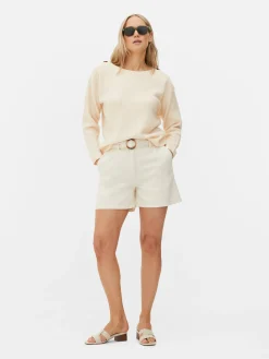 Button Shoulder Boatneck Sweater