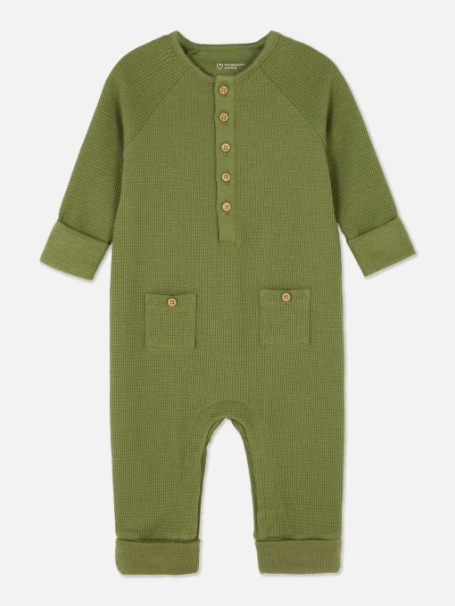 Buttoned Waffle Romper