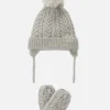 Cable Knit Beanie And Mittens Set