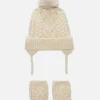 Cable Knit Beanie And Mittens Set