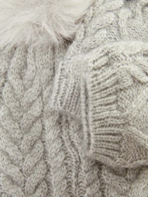 Cable Knit Beanie And Mittens Set