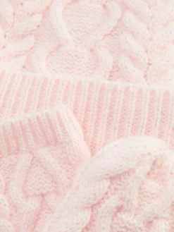 Cable Knit Beanie And Mittens Set