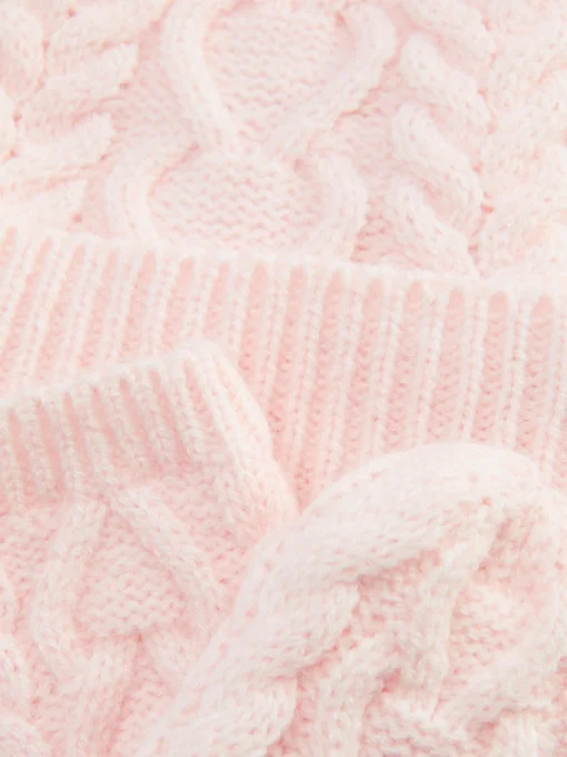 Cable Knit Beanie And Mittens Set