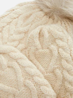 Cable Knit Beanie And Mittens Set