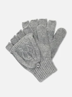 Cable Knit Flip-Top Fingerless Gloves