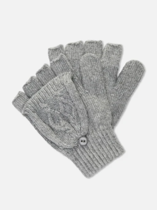 Cable Knit Flip-Top Fingerless Gloves