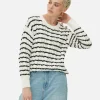 Cable Knit Striped Sweater