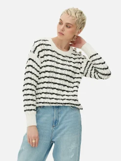 Cable Knit Striped Sweater