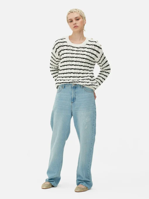 Cable Knit Striped Sweater