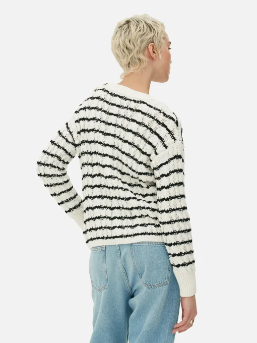 Cable Knit Striped Sweater