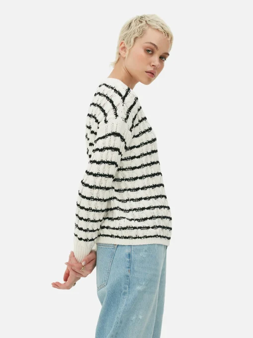 Cable Knit Striped Sweater