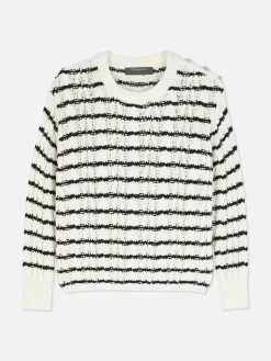 Cable Knit Striped Sweater