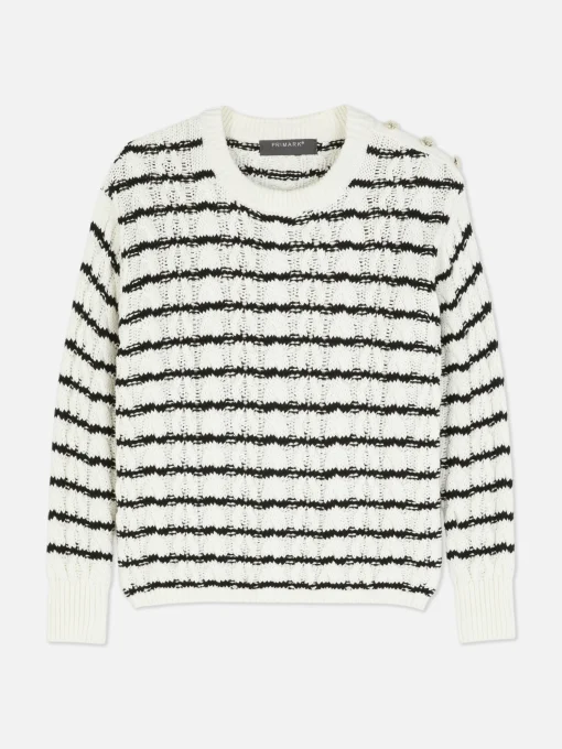 Cable Knit Striped Sweater