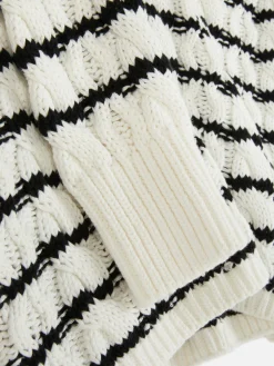 Cable Knit Striped Sweater