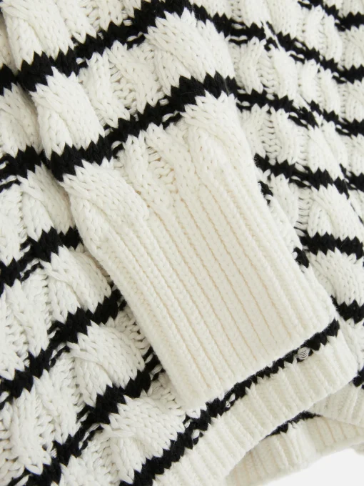 Cable Knit Striped Sweater