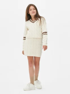 Cable Knit Sweater And Skirt Set
