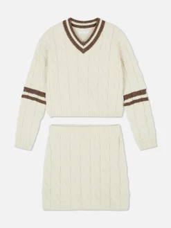 Cable Knit Sweater And Skirt Set