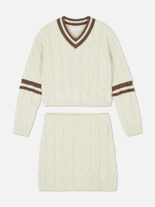 Cable Knit Sweater And Skirt Set