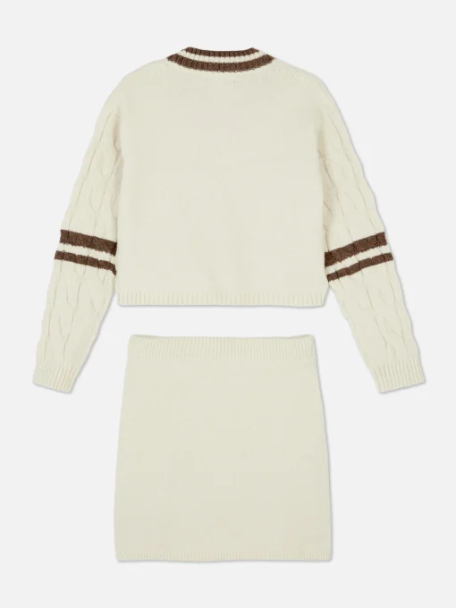 Cable Knit Sweater And Skirt Set