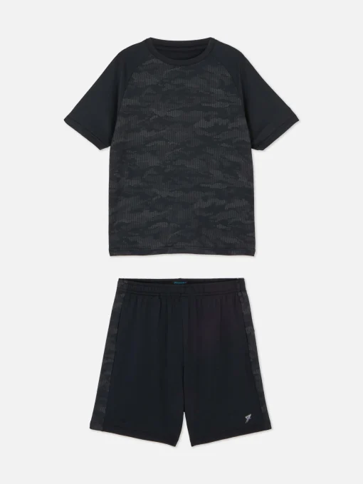 Camo Active T-Shirt And Shorts Set