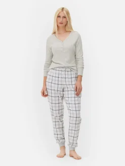 Check Bottom Long Sleeve Pajama Set