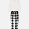 Check Bottom Long Sleeve Pajama Set
