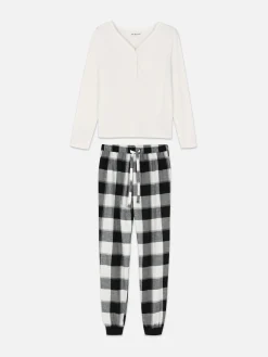 Check Bottom Long Sleeve Pajama Set