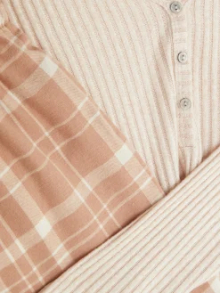 Check Bottom Long Sleeve Pajama Set