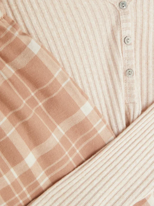 Check Bottom Long Sleeve Pajama Set