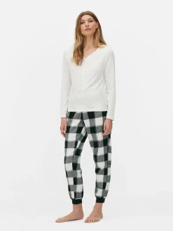 Check Bottom Long Sleeve Pajama Set