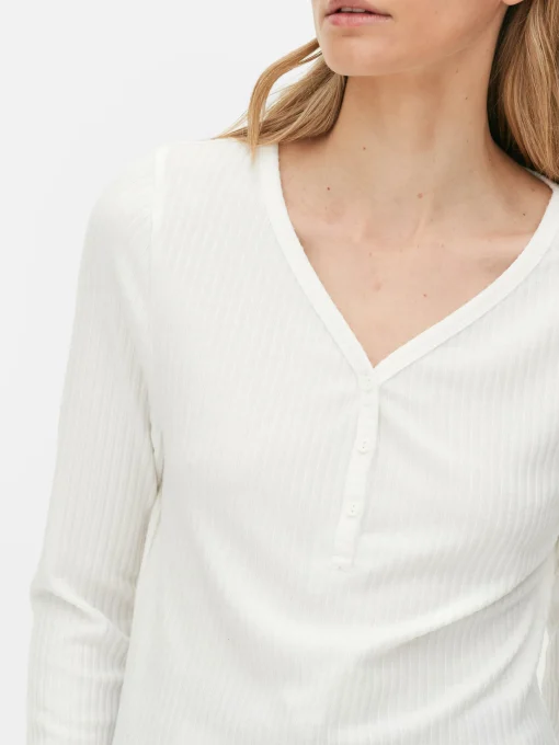 Check Bottom Long Sleeve Pajama Set