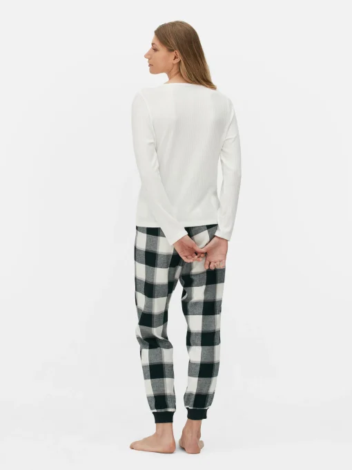 Check Bottom Long Sleeve Pajama Set