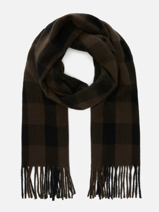 Check Fringe Trim Scarf
