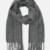Check Fringe Trim Scarf