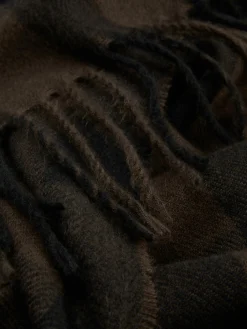 Check Fringe Trim Scarf