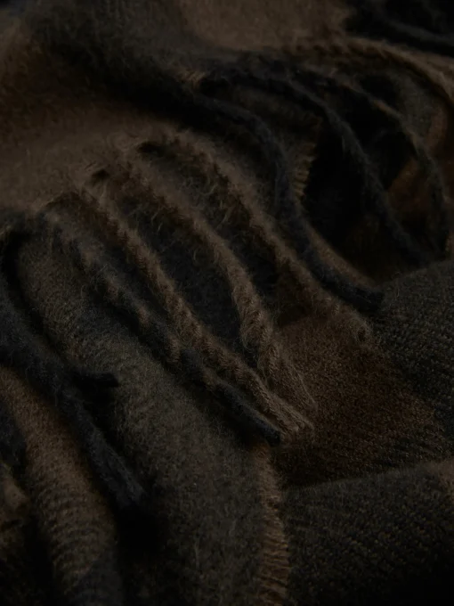 Check Fringe Trim Scarf