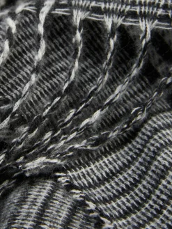 Check Fringe Trim Scarf