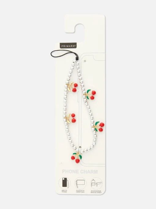 Cherry Beaded Phone Charm