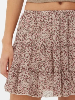 Chiffon Overlay Mini Skirt